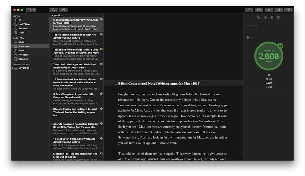 1. Ulysses - Best Overall Writing App