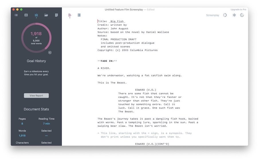 4. Highland 2 - Best Screen Writing App for Mac 1