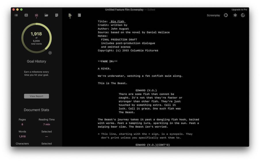4. Highland 2 - Best Screen Writing App for Mac 2