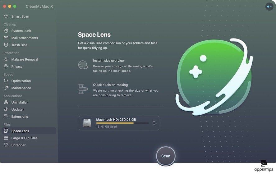 Space Lens feature on CleanMyMac X 1