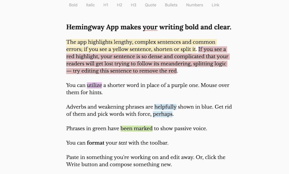 8. Hemingway - Best Grammar Conscious Writing App for Mac