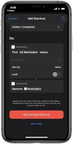 Delete Completed Reminders in Apple Reminders 1