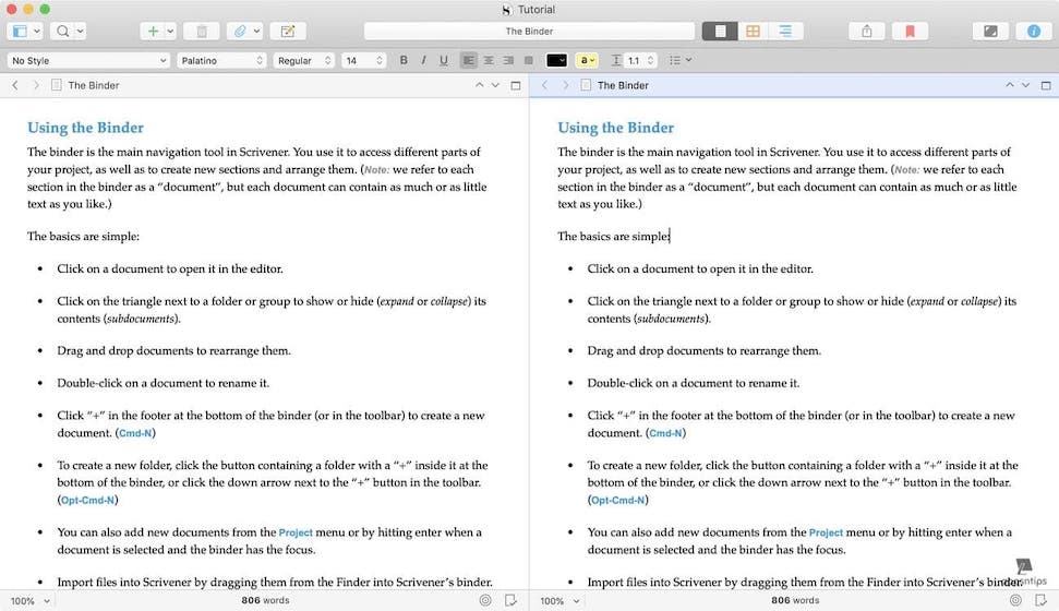 Scrivener vs Ulysses - The Editor - Scrivener