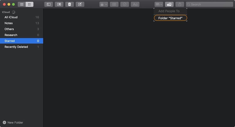 Sharing Apple Notes Folder in macOS Catalina 2