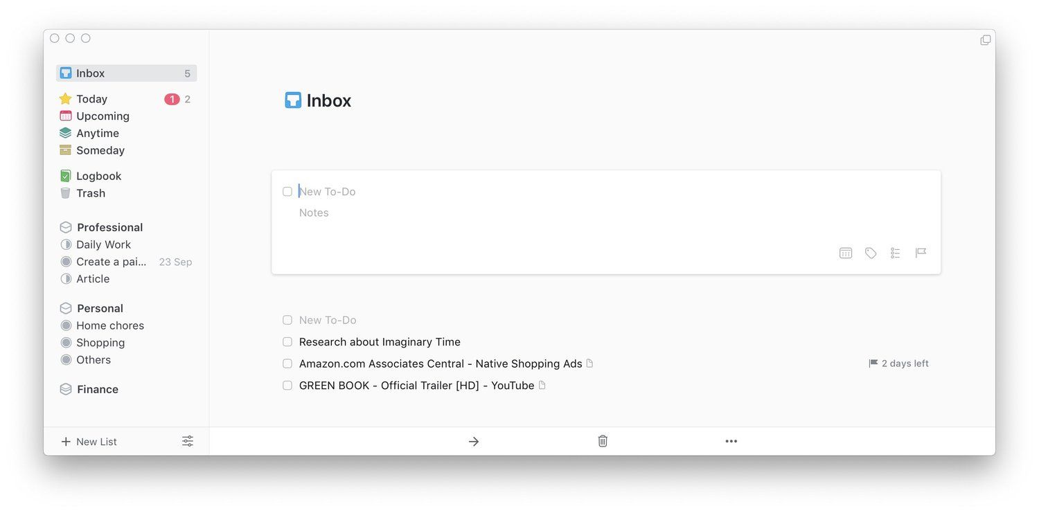 Things 3 Review: Inputting Tasks on Mac