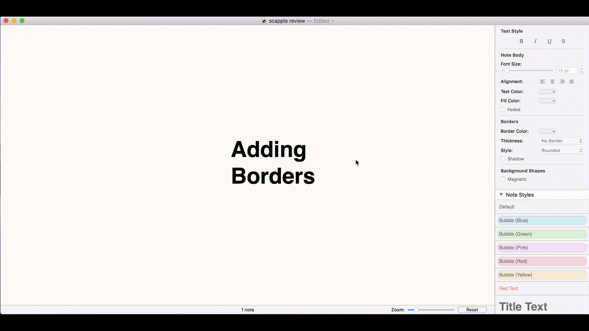 adding borders to notes in Scapple