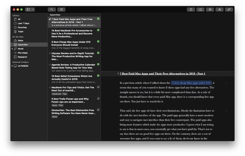 4. Best Writing App For Mac: Ulysses