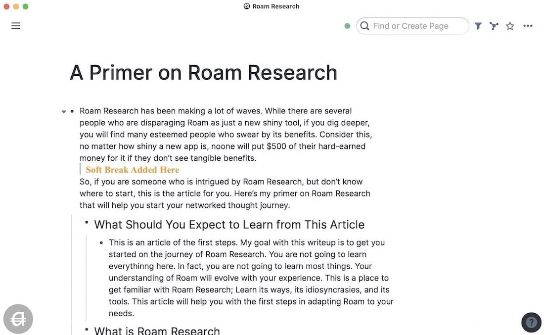 Soft Break In Roam Research