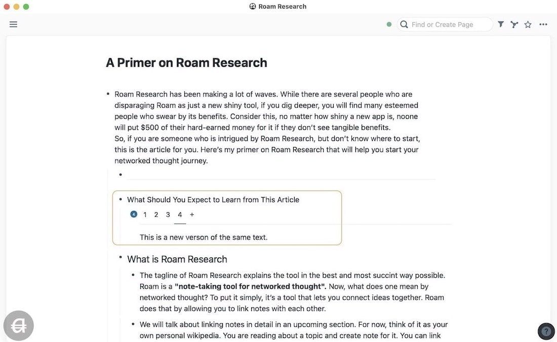 Using Versioning System in Roam Research