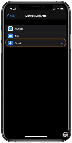 Choosing Spark as default email app