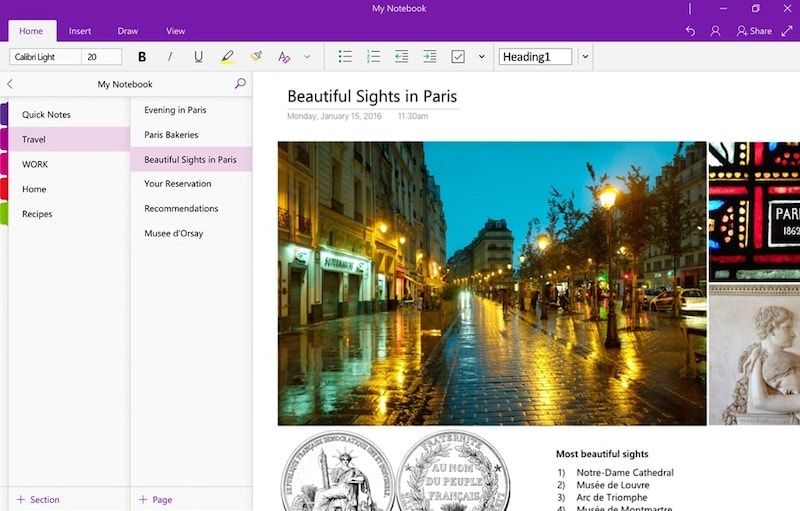 OneNote User interface