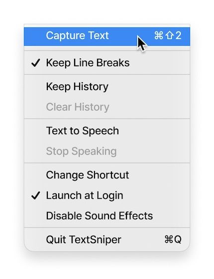 TextSniper Menu Bar App