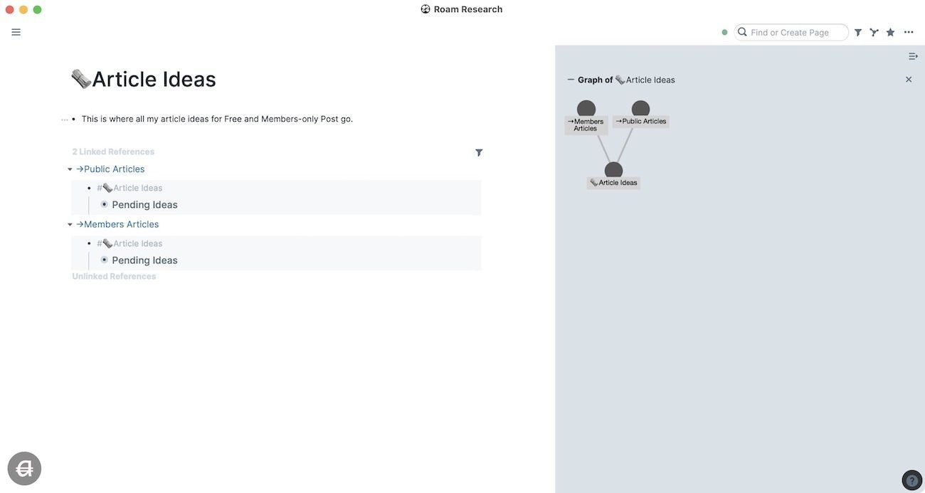 Roam Research - Example Note with Graph View