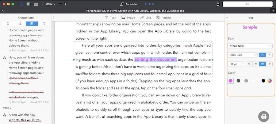 How to Edit Original Text of a PDF Document using PDFExpert 2