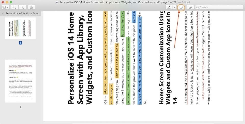 Rotate Pages using Preview on Mac