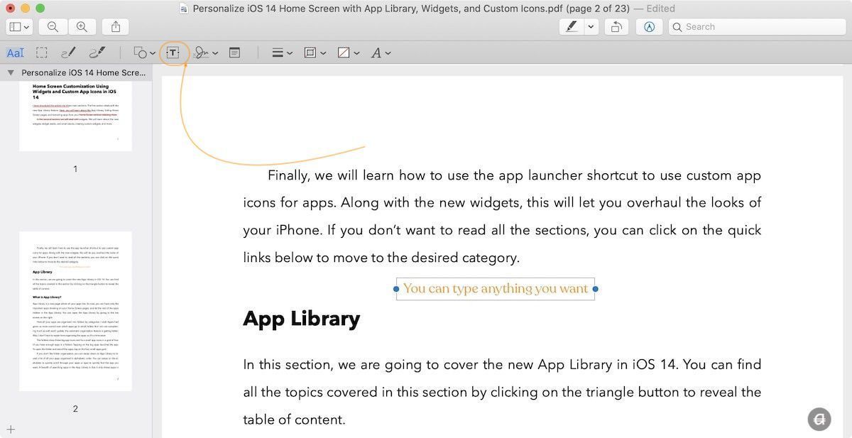 Type and Add Text on PDF Using Preview on Mac 2