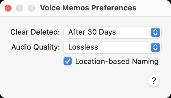 Voice Memo Preferences 2