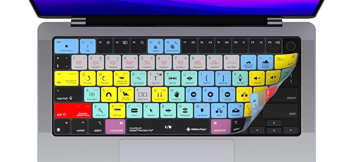 MacBook Pro 14-inch and 16-inch keyboard cover with a shortcut key for Adobe Premiere and Final Cut