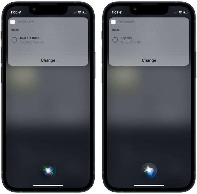 create reminders using Siri