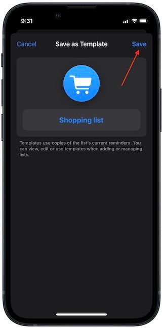 How to create a template list in Reminders on iPhone 5