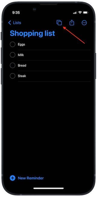 How to create a template list in Reminders on iPhone 6