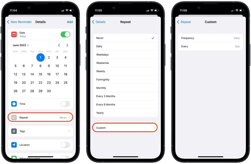 create repeating reminders on iPhone 3