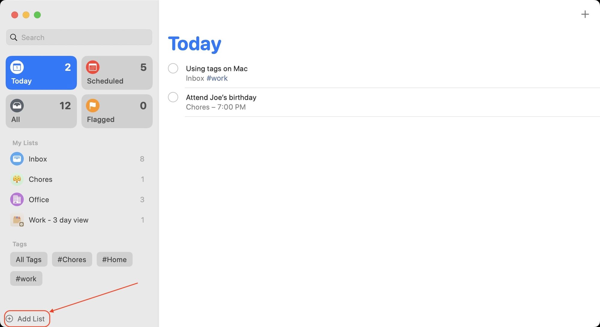 organize reminders using smart lists on Mac 1