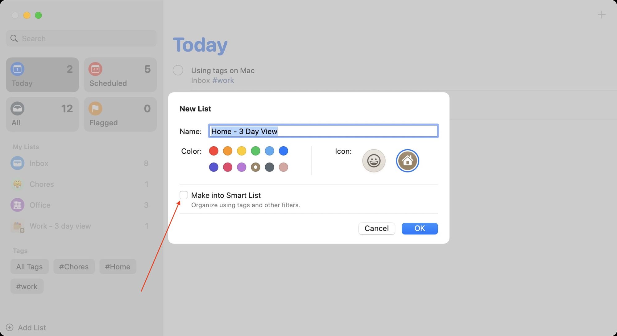 organize reminders using smart lists on Mac 2