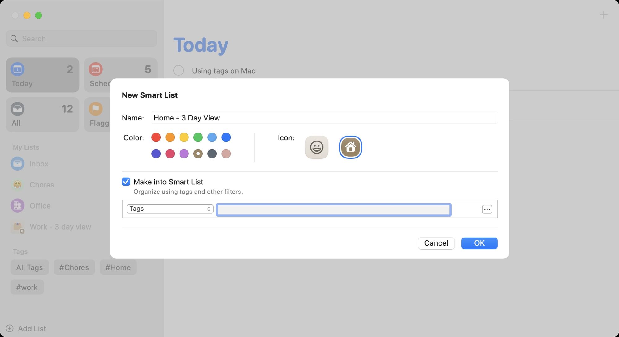 organize reminders using smart lists on Mac 3