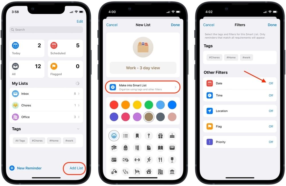  organize reminders using smart lists on iPhone 1