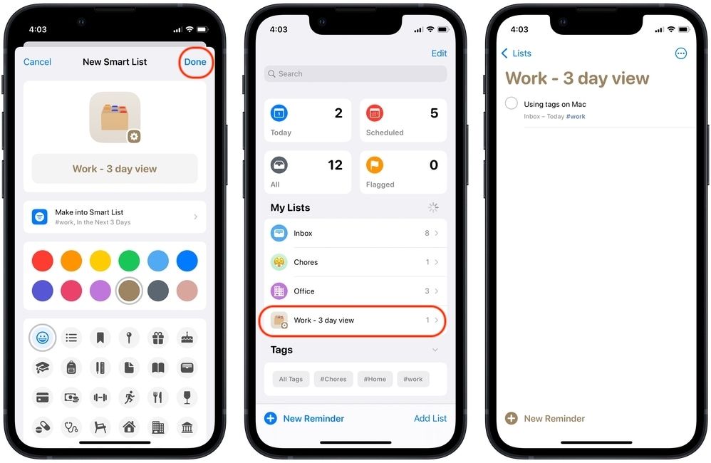  organize reminders using smart lists on iPhone 3