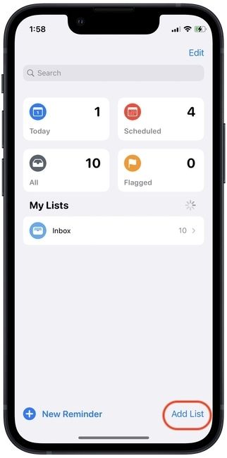  organize reminders using lists on iPhone 1
