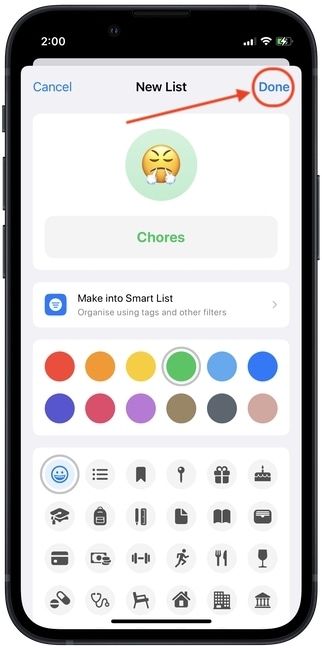  organize reminders using lists on iPhone 4