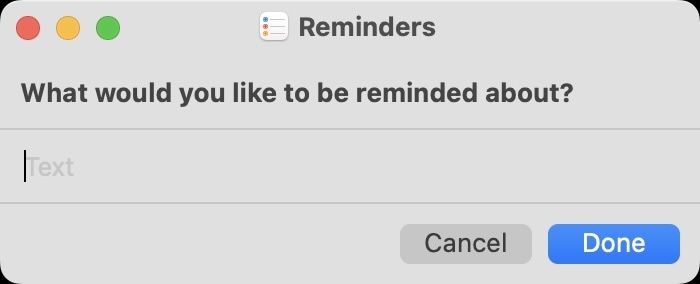 Reminders quick add window