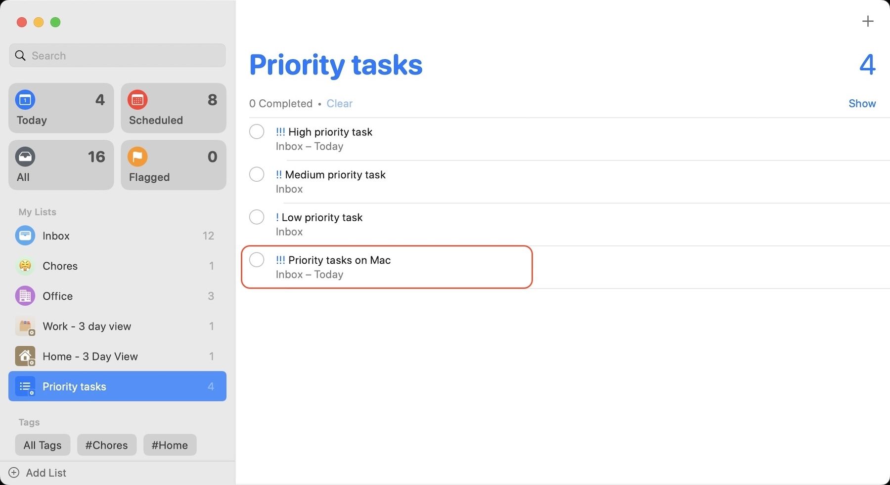 add priority to reminders on Mac 3