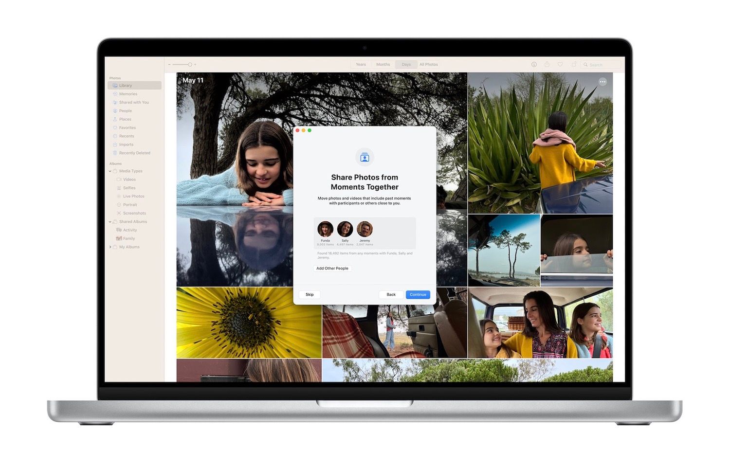 Photo sharing feature on MacBook Pro