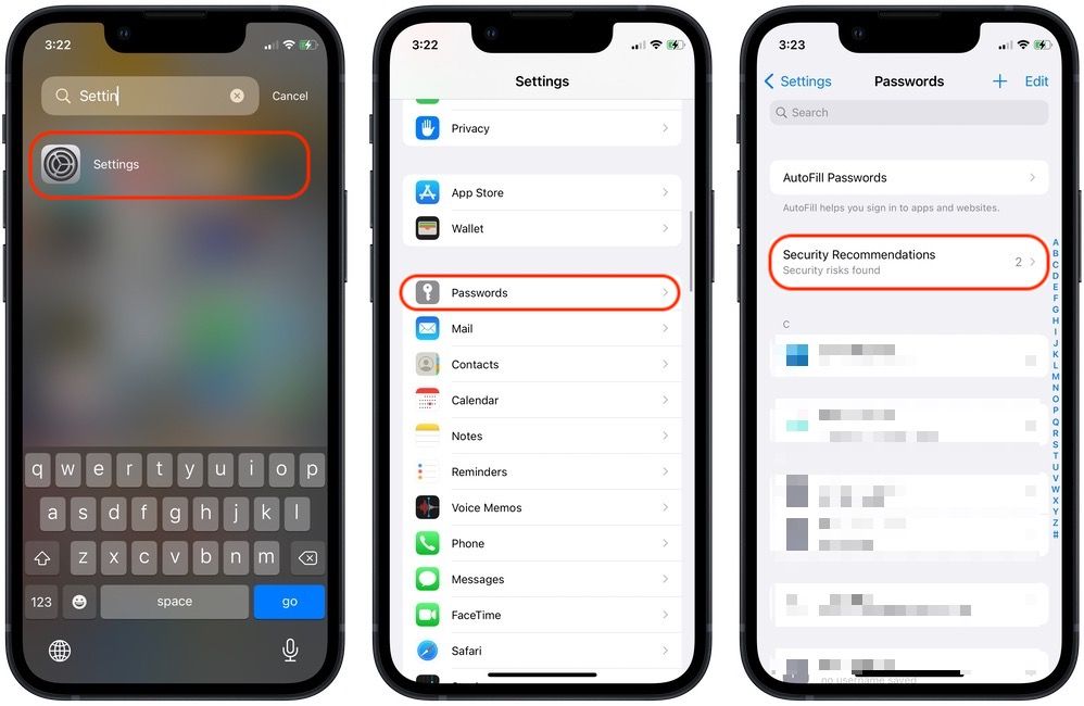 View compromised passwords on iPhone