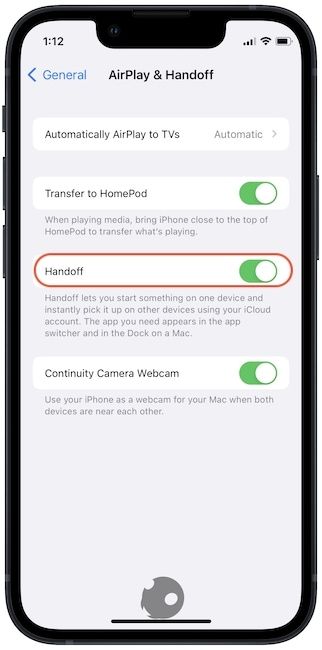 enable Handoff on iPhone in iOS 16 4