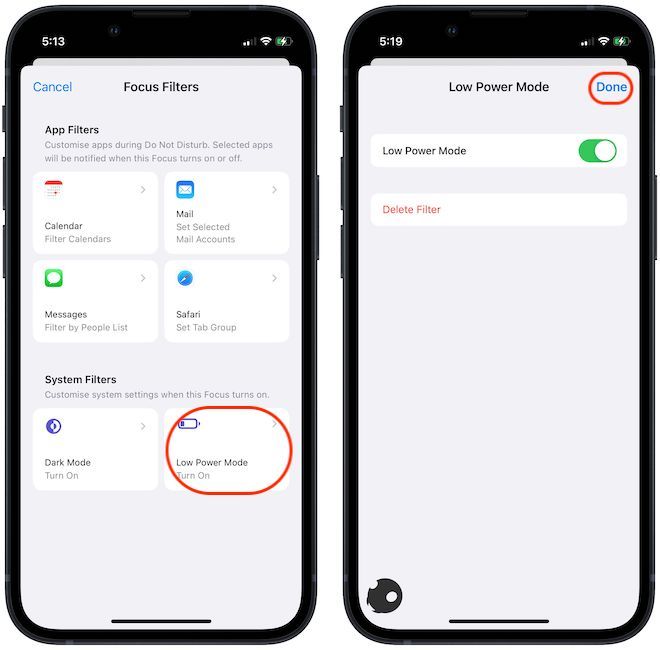 Focus Filters to turn on Low Power Mode 5