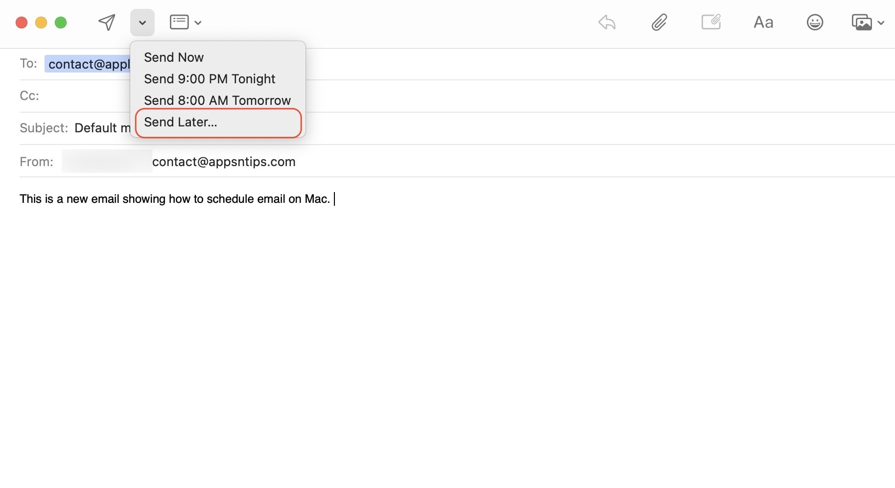 Schedule Email Using the Default Mail App on Mac 4