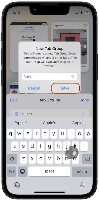 Create Safari Tab Groups on iPhone 4