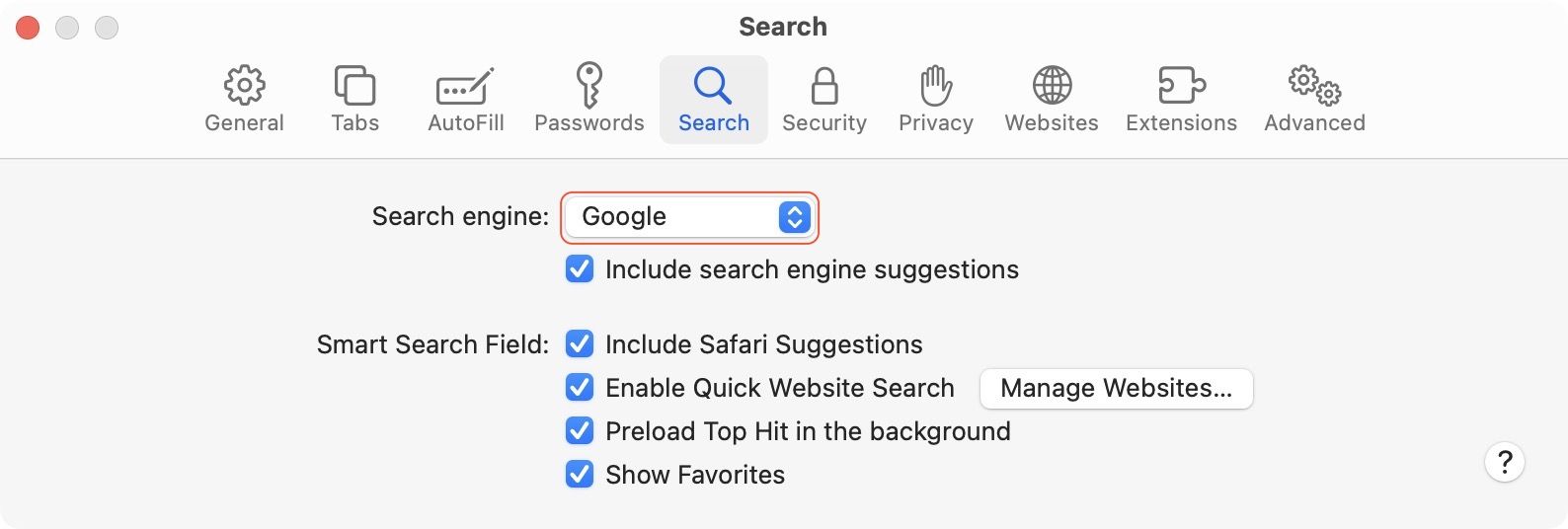 Change the default search engine in Safari on Mac 3