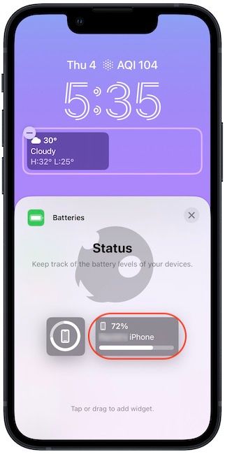 Display iPhone battery percentage on Lock Screen 5