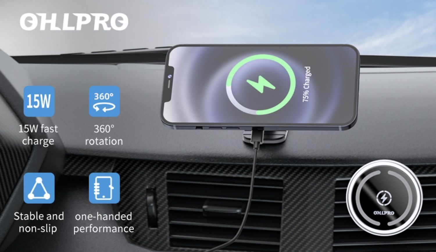 OHLPRO MagSafe wireless car charger mount