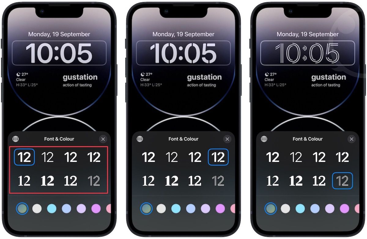 Change iPhone Lock screen time font and widget 3