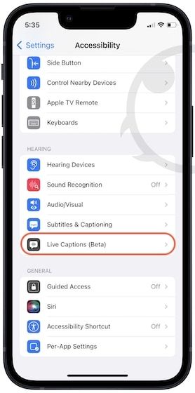 Enable live captions on iPhone 1