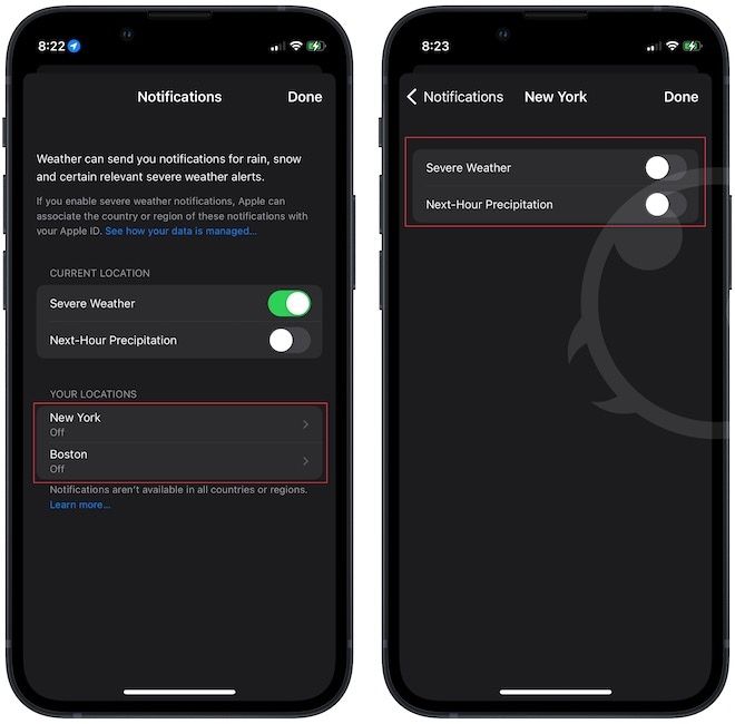 Enable severe weather alerts on iPhone 8