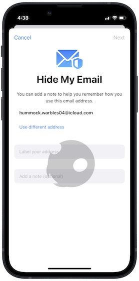 Generate temporary email ID on iPhone 4