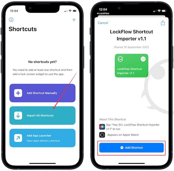 Import shortcuts into the LockFlow app 3