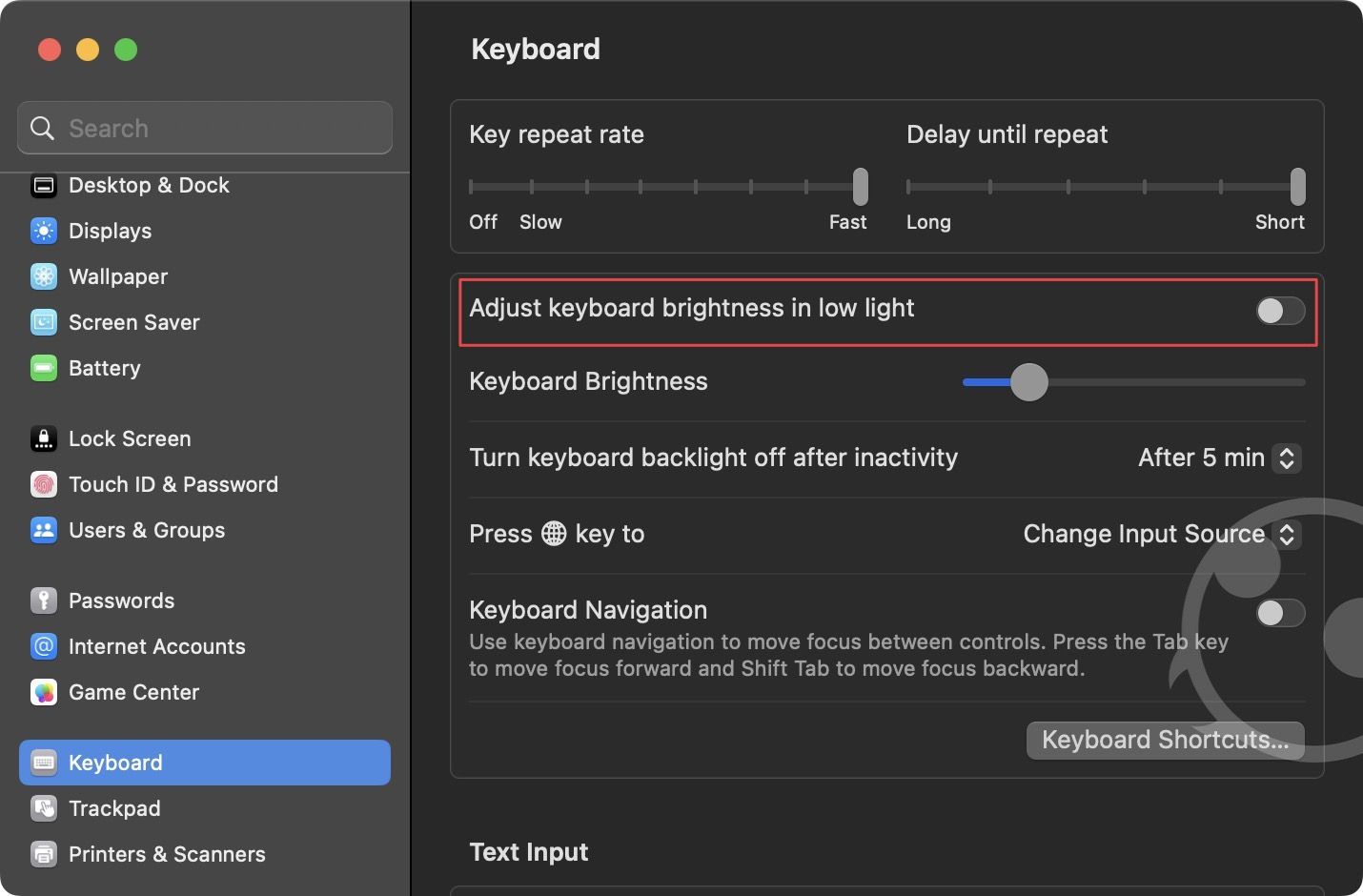 adjust MacBooks keyboard brightness in macOS Ventura 4